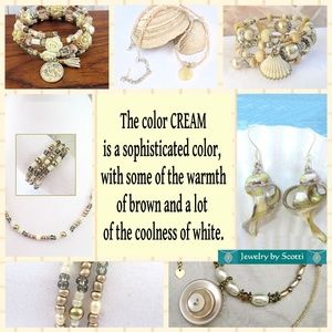 Cream Color Necklaces, Earrings, and Bracelets